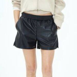 Women's First Love Faux Leather Black Pull-On Shorts